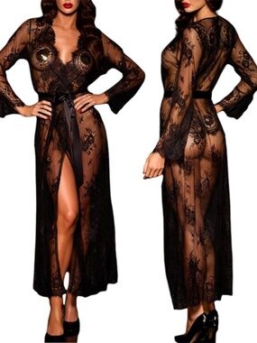 Honey Birdette Love Lace Full Length Robe
